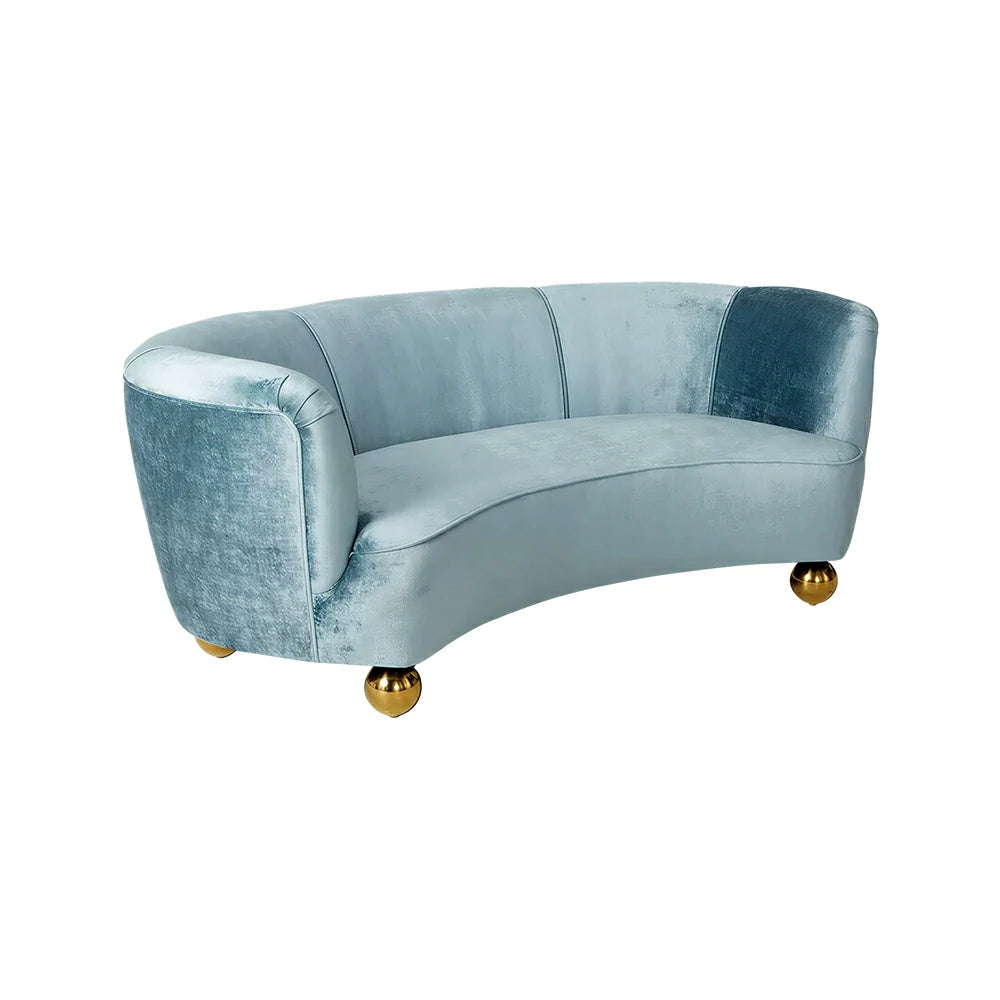 LUXORA Velvet Leisure Sofa with Larch Wood Frame and High-resilience Latex Cushion 170/210cm for Living Room Study and Balcony - Blue