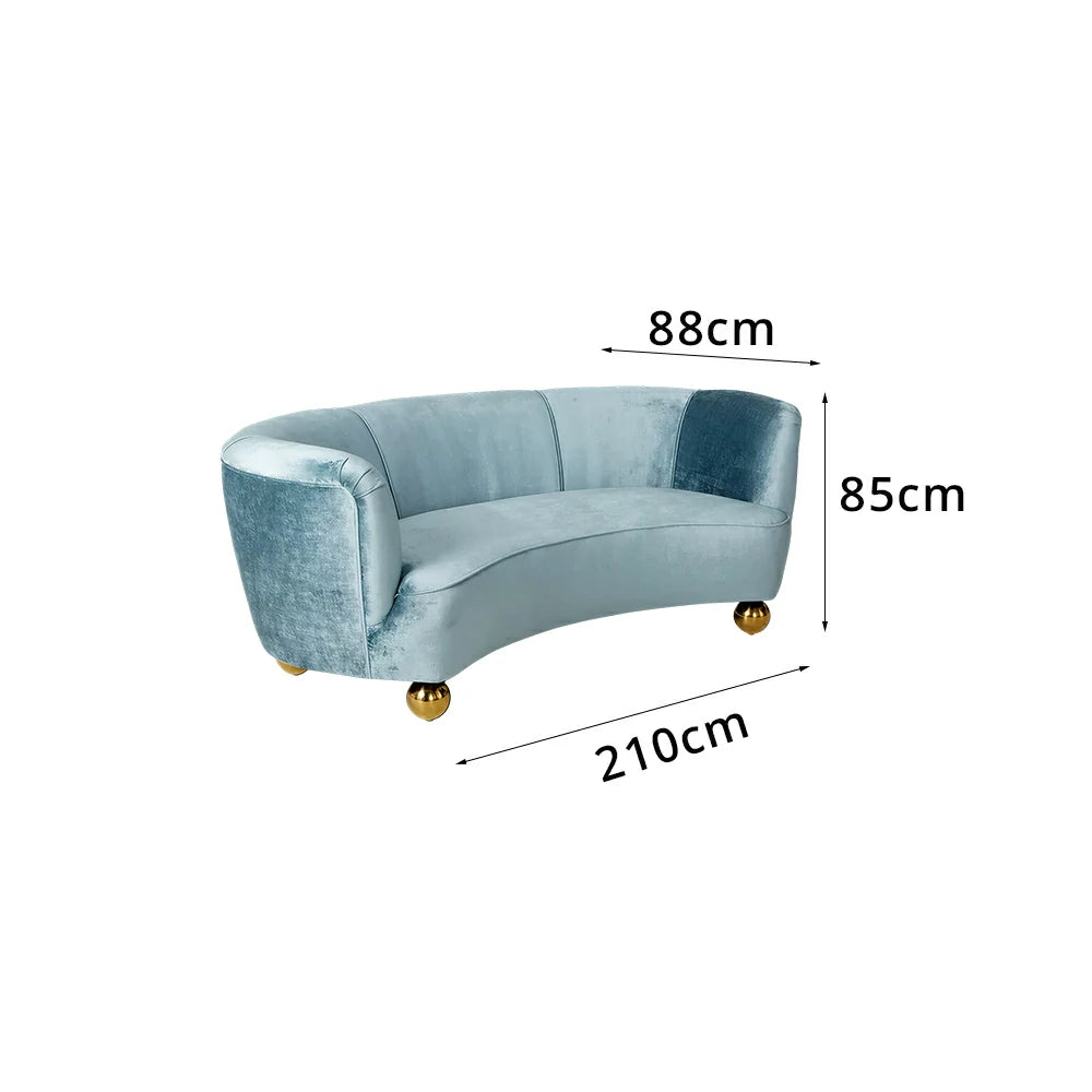 LUXORA Velvet Leisure Sofa with Larch Wood Frame and High-resilience Latex Cushion 170/210cm for Living Room Study and Balcony - Blue
