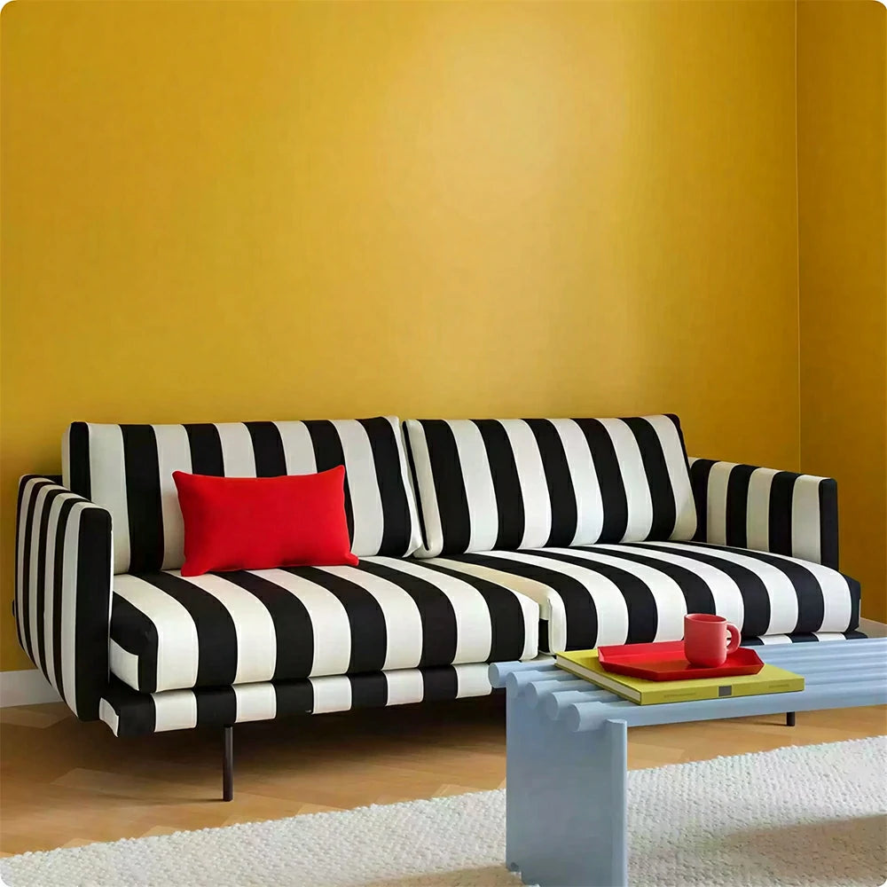 LUXORA Striped Leisure Sofa with Larch Wood Frame and High-resilience Latex Cushion 160/200cm for Living Room Study and Balcony - Black