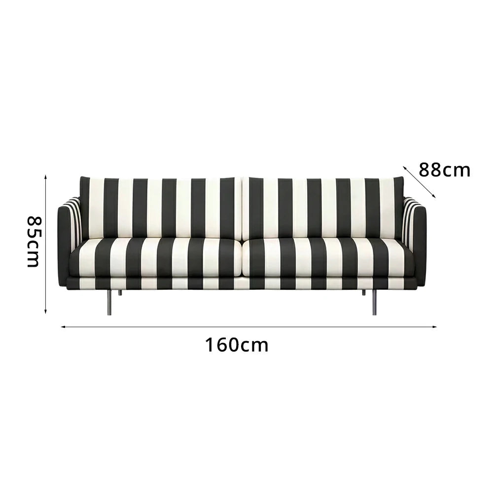 LUXORA Striped Leisure Sofa with Larch Wood Frame and High-resilience Latex Cushion 160/200cm for Living Room Study and Balcony - Black