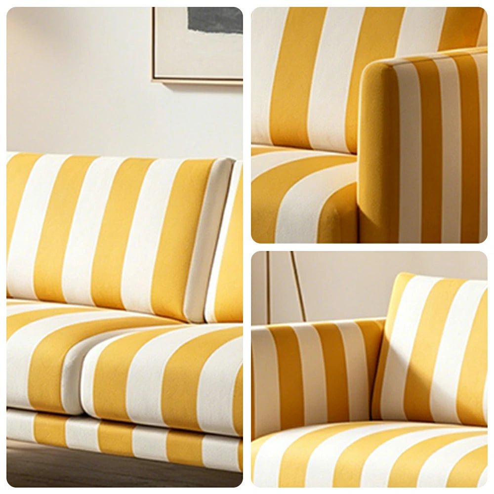 LUXORA Striped Leisure Sofa with Larch Wood Frame and High-resilience Latex Cushion 160/200cm for Living Room Study and Balcony - Yellow