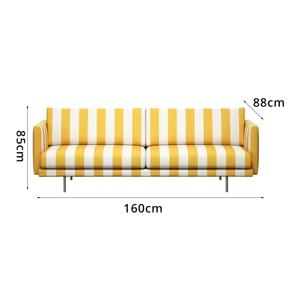 LUXORA Striped Leisure Sofa with Larch Wood Frame and High-resilience Latex Cushion 160/200cm for Living Room Study and Balcony - Yellow