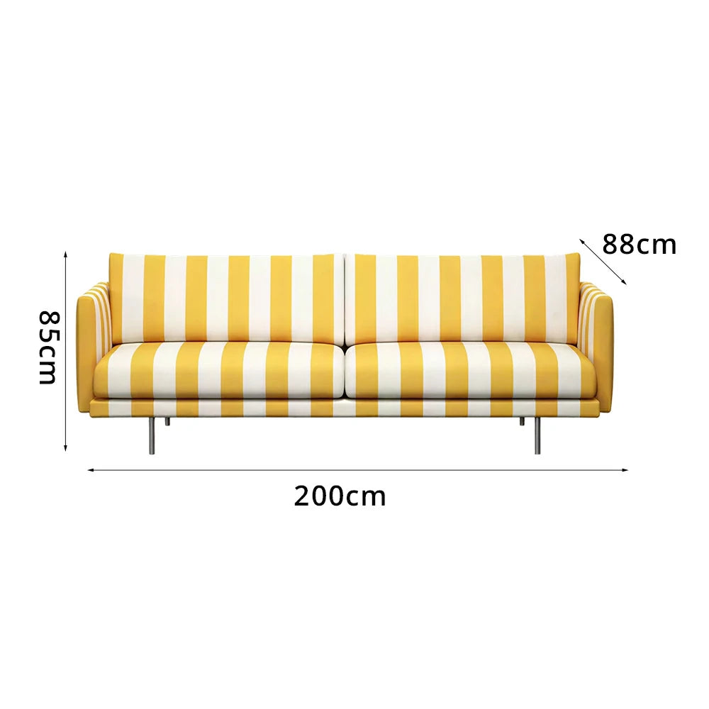 LUXORA Striped Leisure Sofa with Larch Wood Frame and High-resilience Latex Cushion 160/200cm for Living Room Study and Balcony - Yellow