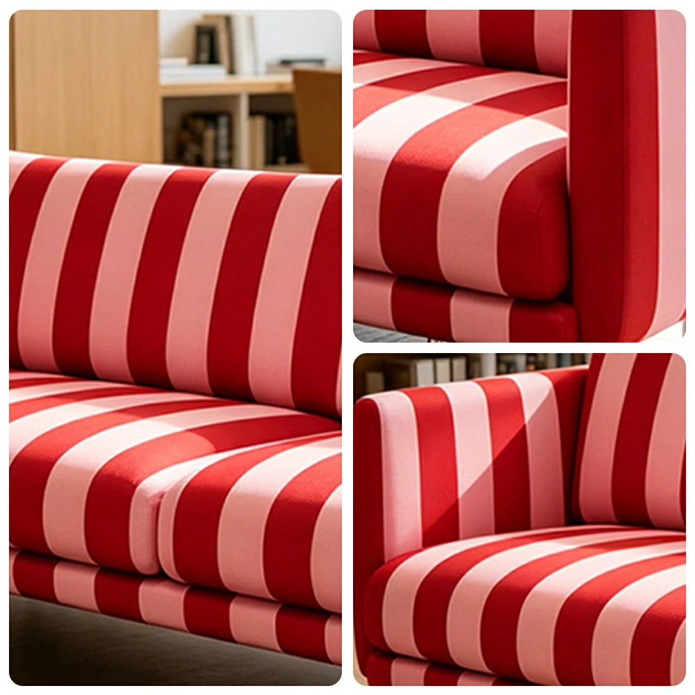 LUXORA Striped Leisure Sofa with Larch Wood Frame and High-resilience Latex Cushion 160/200cm for Living Room Study and Balcony - Red