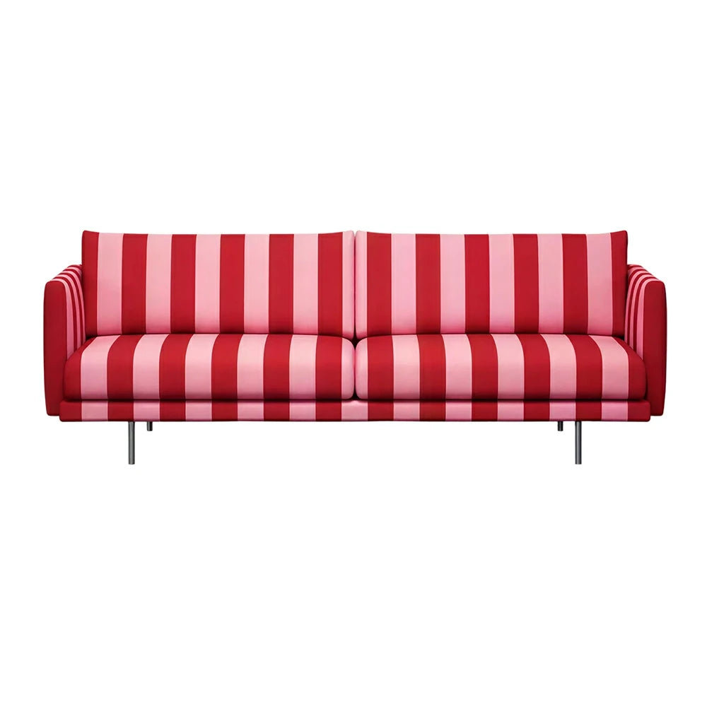 LUXORA Striped Leisure Sofa with Larch Wood Frame and High-resilience Latex Cushion 160/200cm for Living Room Study and Balcony - Red