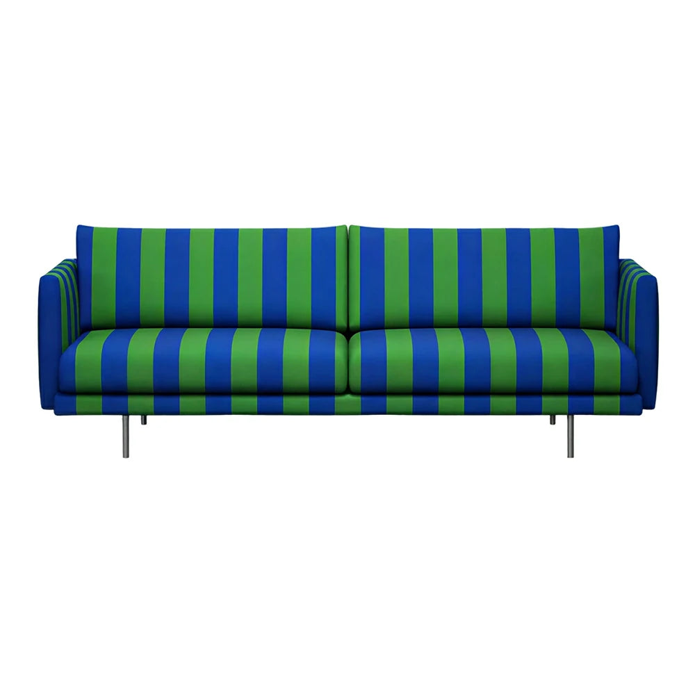 LUXORA Striped Leisure Sofa with Larch Wood Frame and High-resilience Latex Cushion 160/200cm for Living Room Study and Balcony - Blue