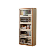 LUXORA 5-Tier Flip Door Solid Wood Bookcase with Cherry Wood Frame for Kids Room Study and Reading Space