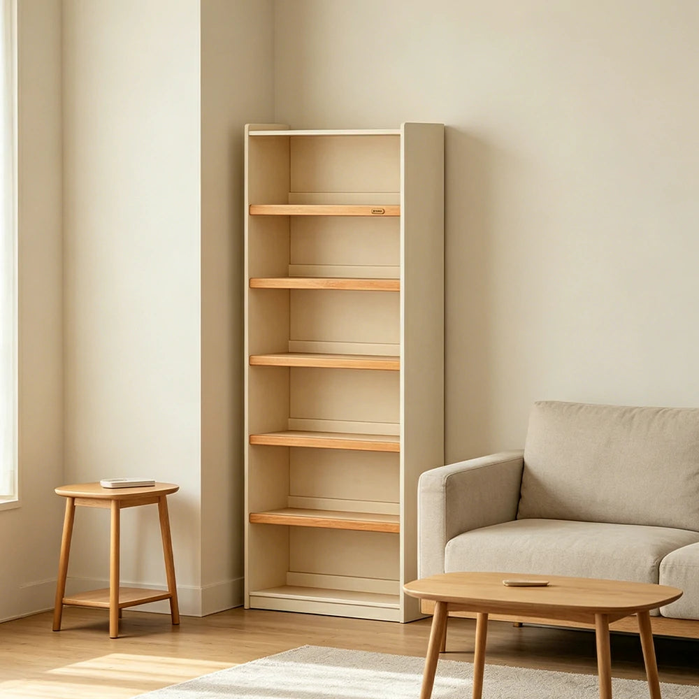 LUXORA 80cm Slim Solid Wood Bookshelf with Open Shelves and Back Panel for Study Bedroom and Small Spaces