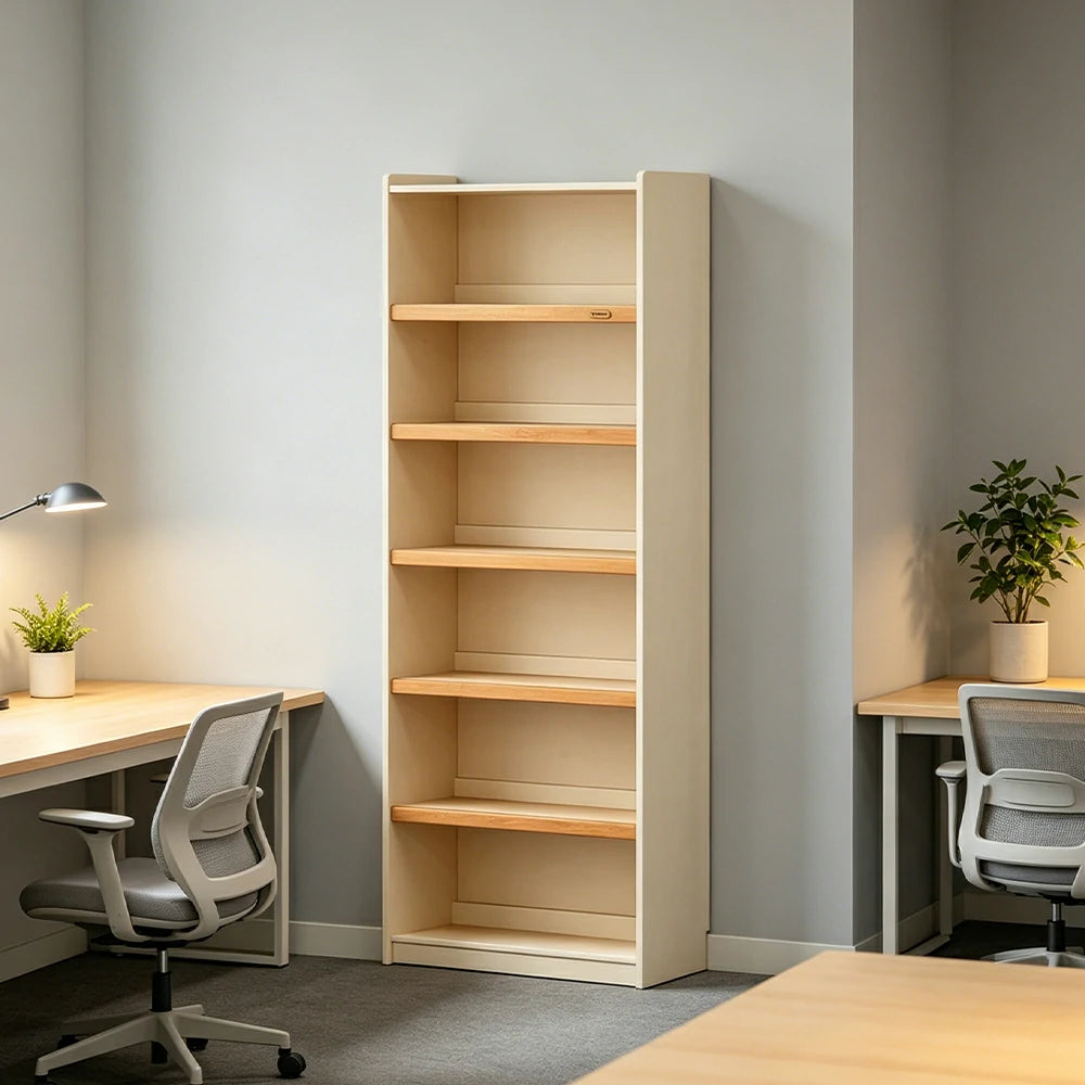 LUXORA 80cm Slim Solid Wood Bookshelf with Open Shelves and Back Panel for Study Bedroom and Small Spaces
