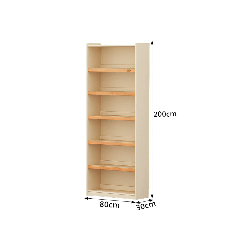 LUXORA 80cm Slim Solid Wood Bookshelf with Open Shelves and Back Panel for Study Bedroom and Small Spaces