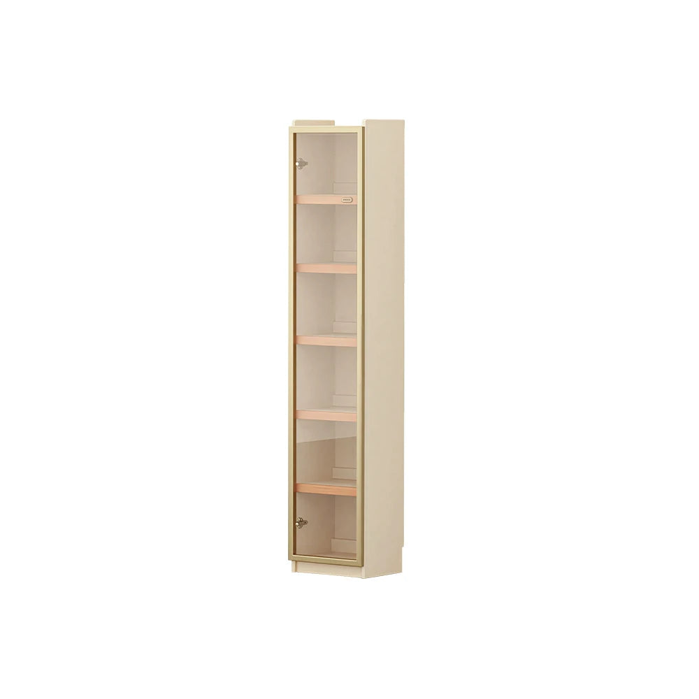 LUXORA 40cm Slim Solid Wood Bookshelf with Open Shelves and Glass Door for Study Bedroom and Small Spaces