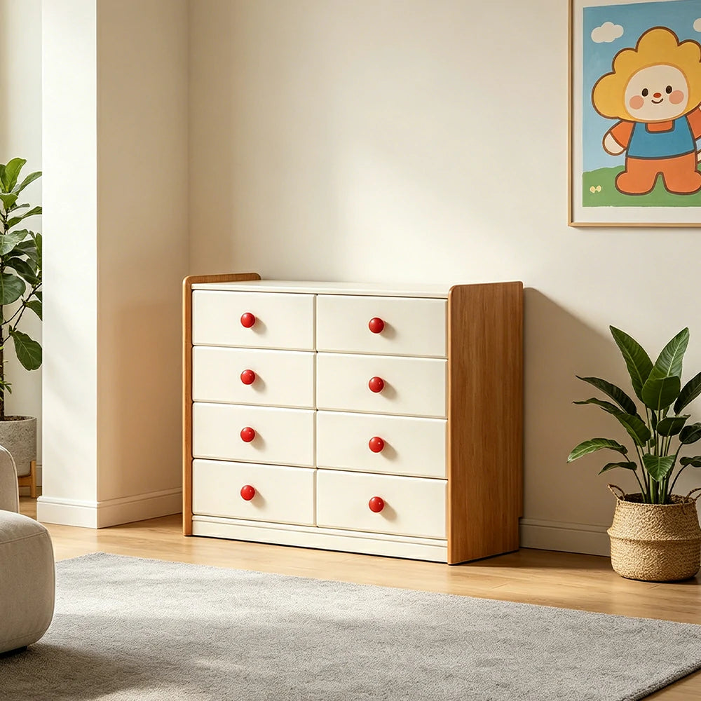 LUXORA Kids Storage Chest with Large Drawers and Anti-pinch Rails 8-Drawer Cabinet for Kids Room and Nursery
