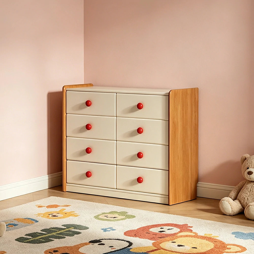 LUXORA Kids Storage Chest with Large Drawers and Anti-pinch Rails 8-Drawer Cabinet for Kids Room and Nursery