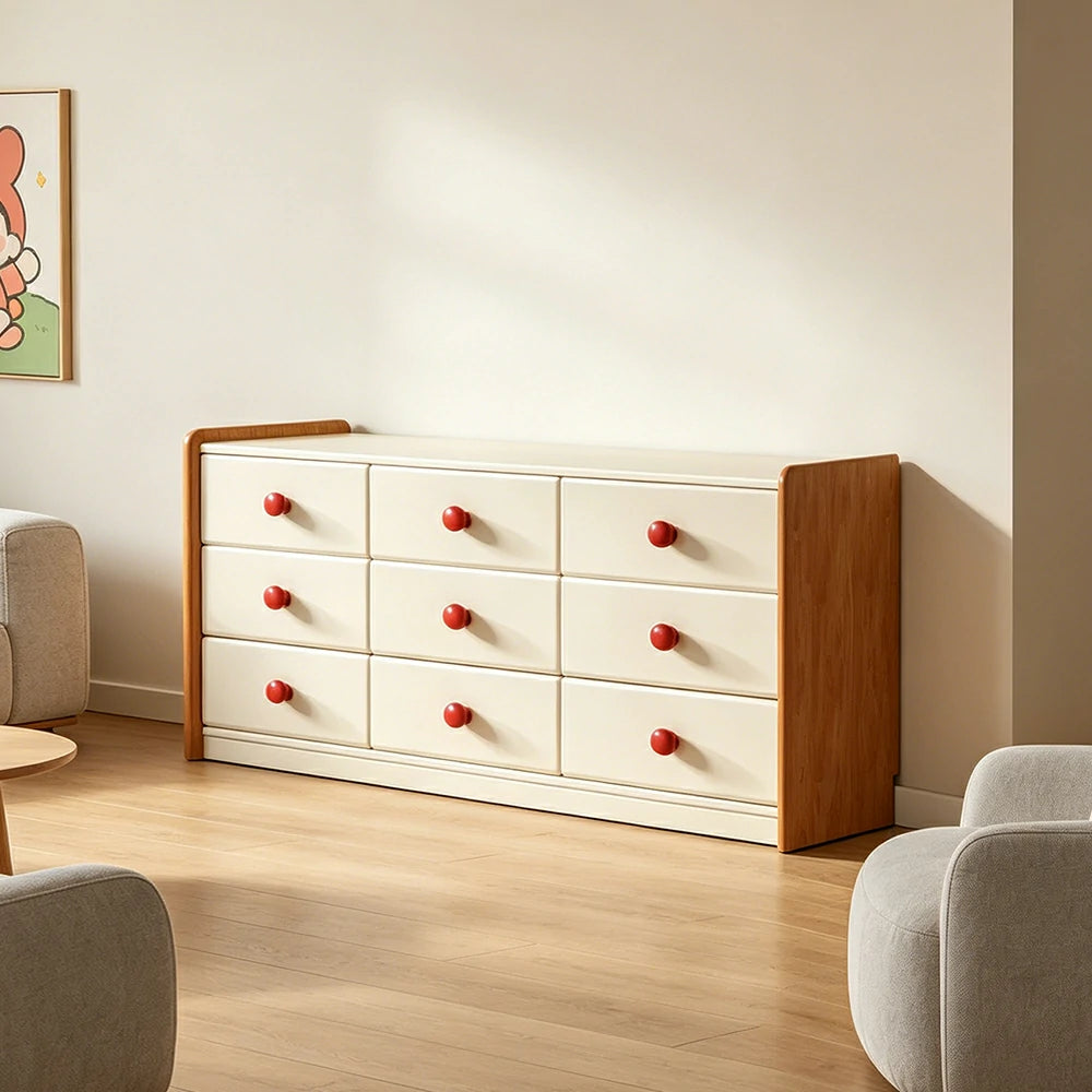 LUXORA Kids Storage Chest with Large Drawers and Anti-pinch Rails 9-Drawer Cabinet for Kids Room and Nursery