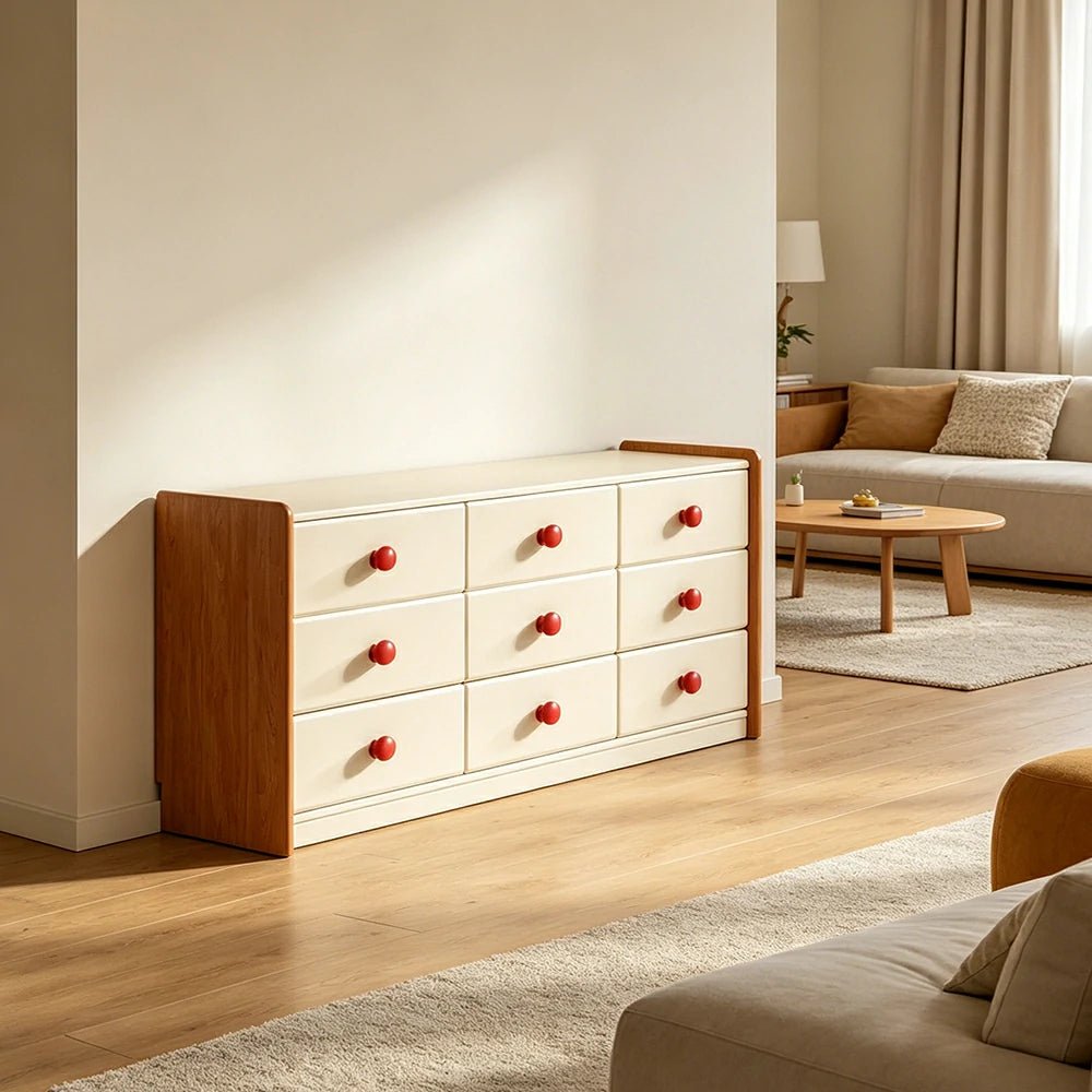 LUXORA Kids Storage Chest with Large Drawers and Anti-pinch Rails 9-Drawer Cabinet for Kids Room and Nursery