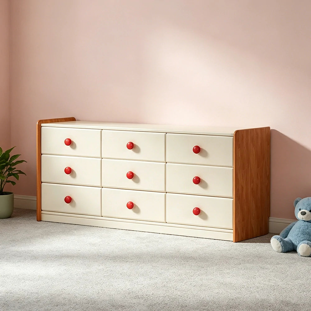 LUXORA Kids Storage Chest with Large Drawers and Anti-pinch Rails 9-Drawer Cabinet for Kids Room and Nursery