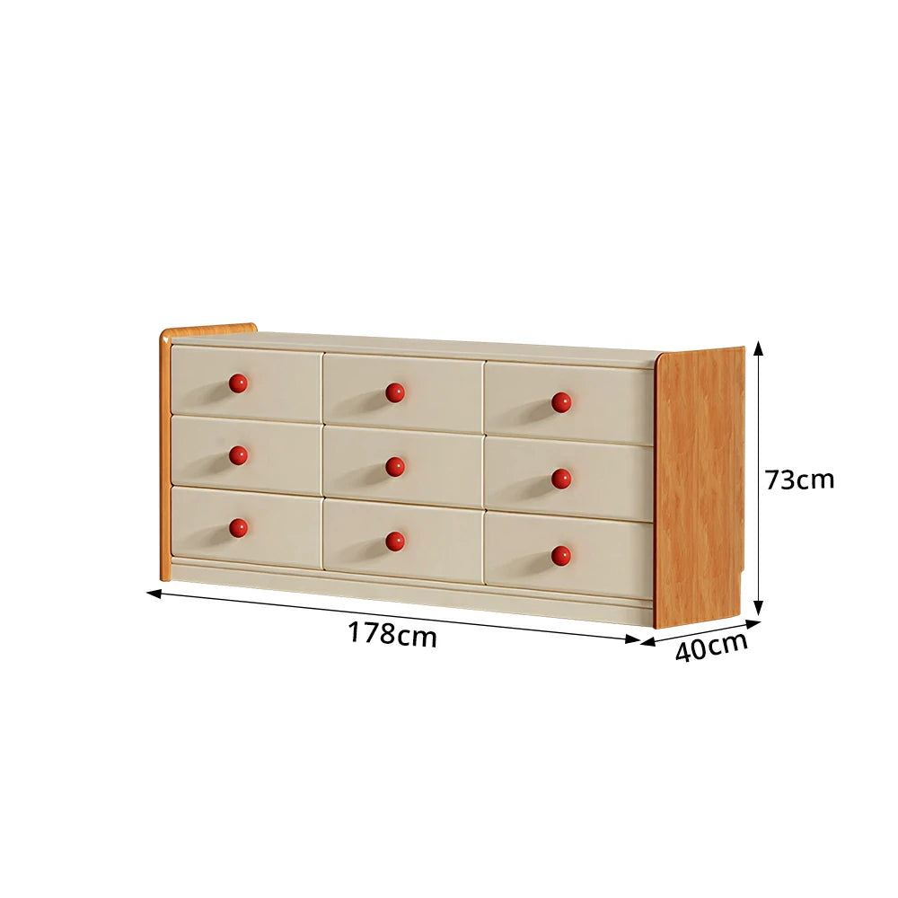 LUXORA Kids Storage Chest with Large Drawers and Anti-pinch Rails 9-Drawer Cabinet for Kids Room and Nursery