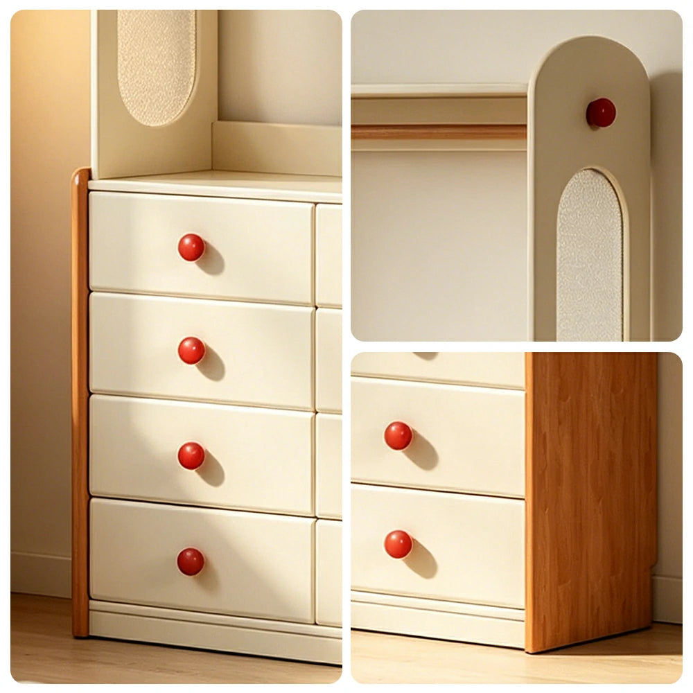LUXORA Kids Storage Chest with Large Drawers and Coat Rack 8-Drawer Cabinet for Kids Room and Nursery