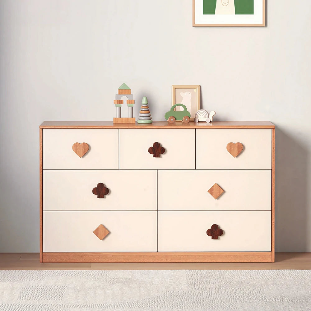 LUXORA Kids Dresser Cream Style Eco-Friendly Rounded Silent Rails 7-Drawer Cabinet for Kids Room Bedroom Living Room Reading Corner