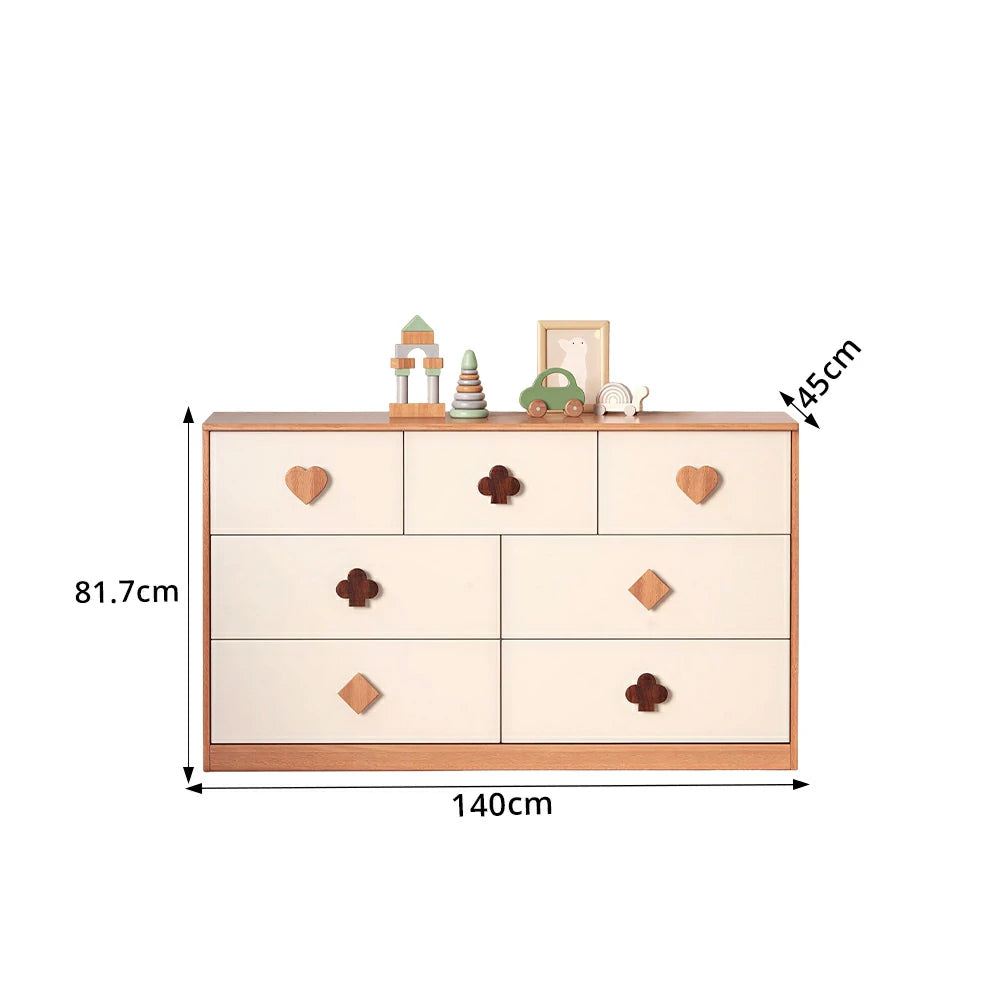 LUXORA Kids Dresser Cream Style Eco-Friendly Rounded Silent Rails 7-Drawer Cabinet for Kids Room Bedroom Living Room Reading Corner