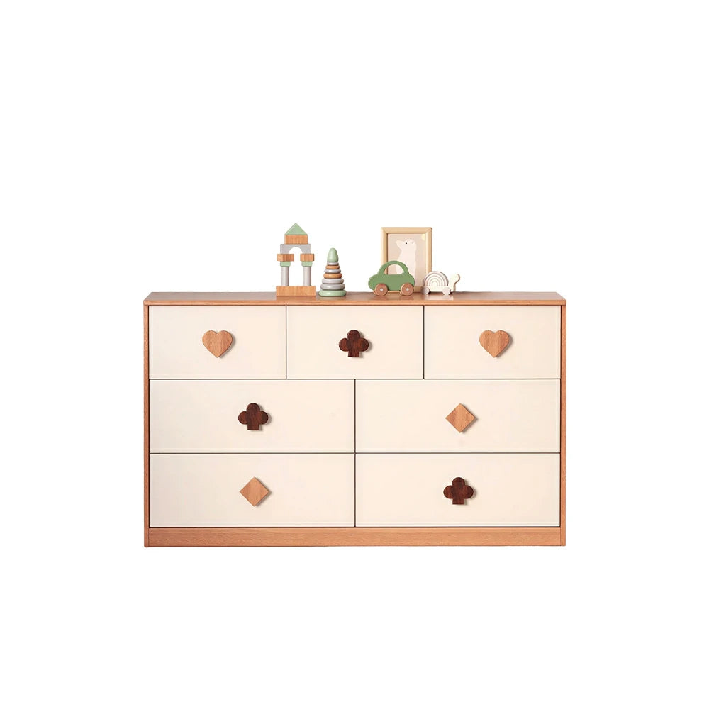 LUXORA Kids Dresser Cream Style Eco-Friendly Rounded Silent Rails 7-Drawer Cabinet for Kids Room Bedroom Living Room Reading Corner