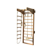 LUXORA Kids Indoor Climbing Frame with Swedish Ladder Rings Swing and Rope Ladder - Natural