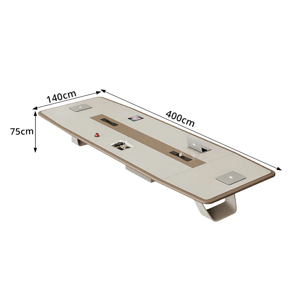 LUXORA 240/320/400cm Executive Conference Table Two-Tone Lacquer Meeting Desk for Office Boardroom - Cream