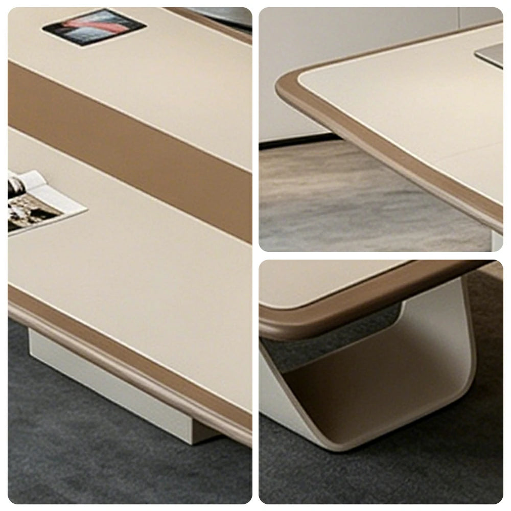 LUXORA 240/320/400cm Executive Conference Table Two-Tone Lacquer Meeting Desk for Office Boardroom - Cream