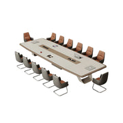 LUXORA 3.2m Executive Conference Table Set Premium Lacquer Desk with 10 Leather Chairs - Cream