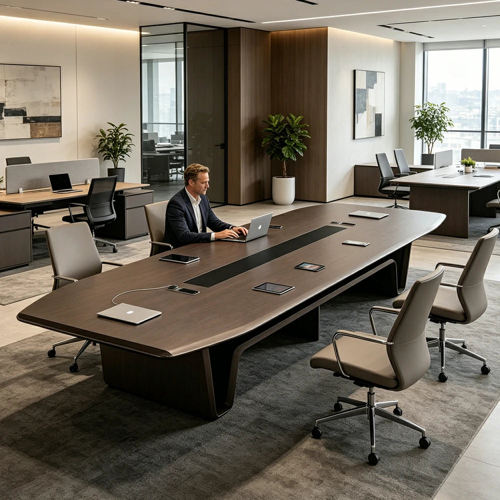 LUXORA Conference Table 240/320/400cm Modern Two-Tone Meeting Desk for Office Boardroom - Dark Grey