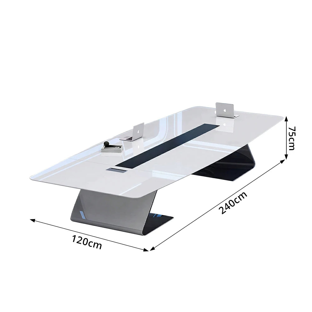 LUXORA 240/320/400cm Executive Conference Table Modern Curved Meeting Desk - White
