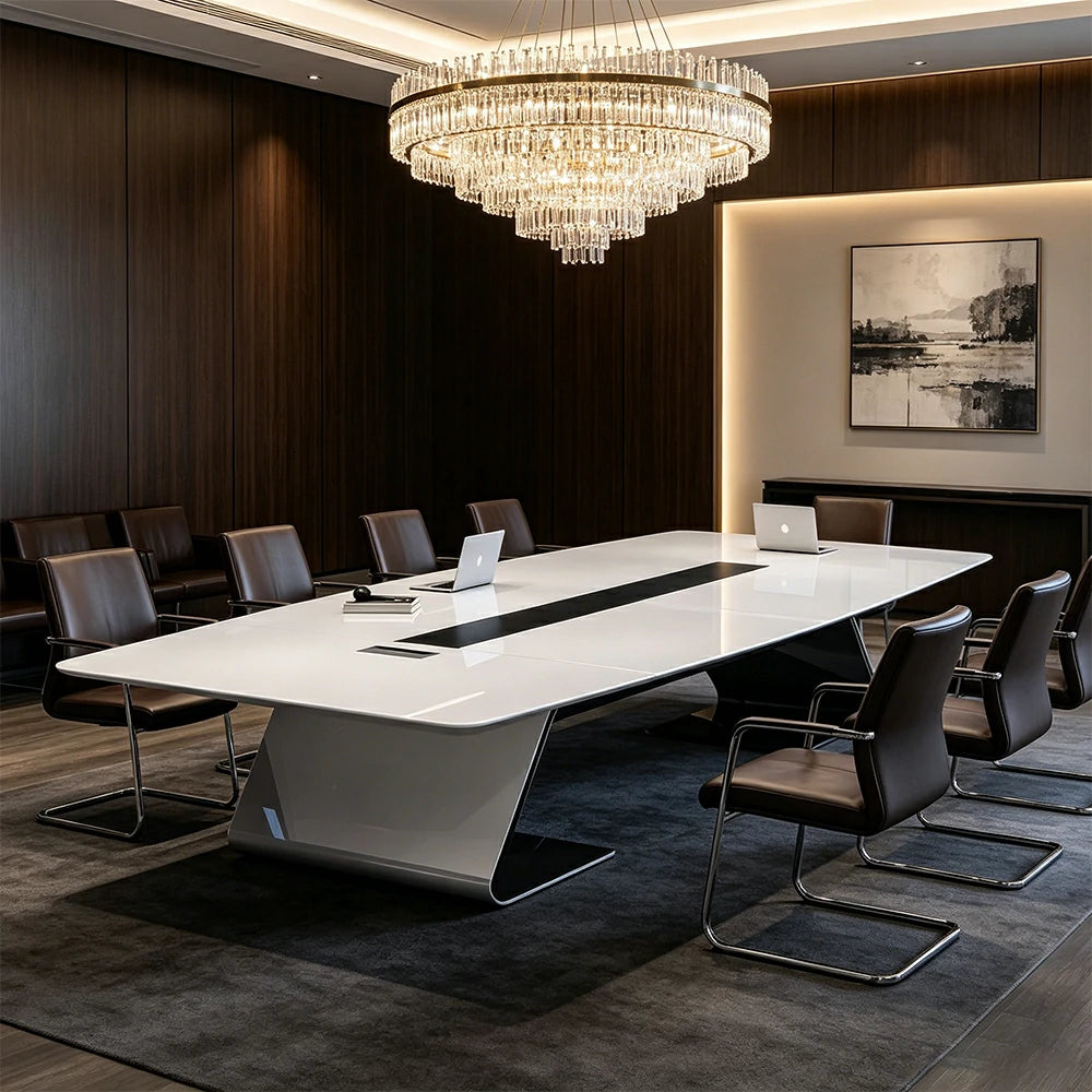 LUXORA 240/320/400cm Executive Conference Table Modern Curved Meeting Desk - White