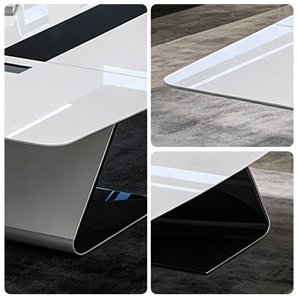 LUXORA 240/320/400cm Executive Conference Table Modern Curved Meeting Desk - White