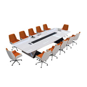 LUXORA 3.2m x 1.2m Conference Table Set Luxury Piano Paint Meeting Desk with 10 Chairs - White