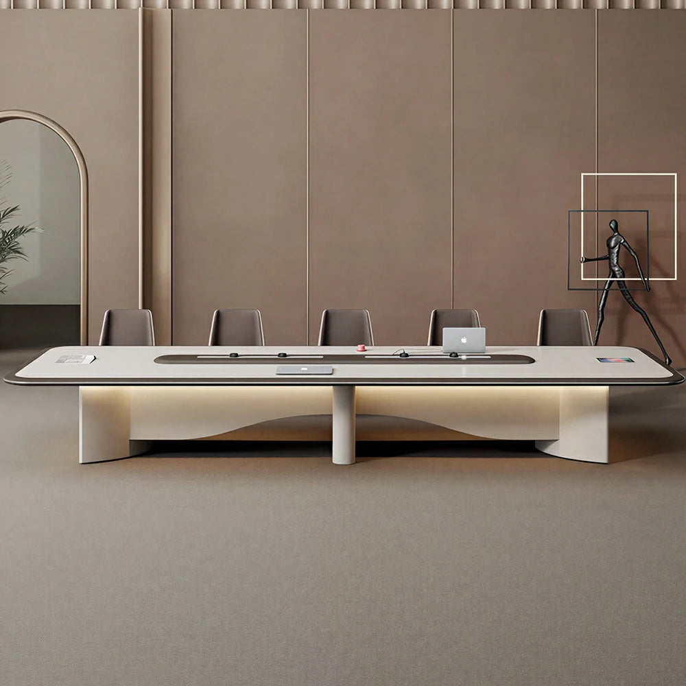 LUXORA 240/320/400cm Executive Conference Table Modern Curved Meeting Desk - Beige