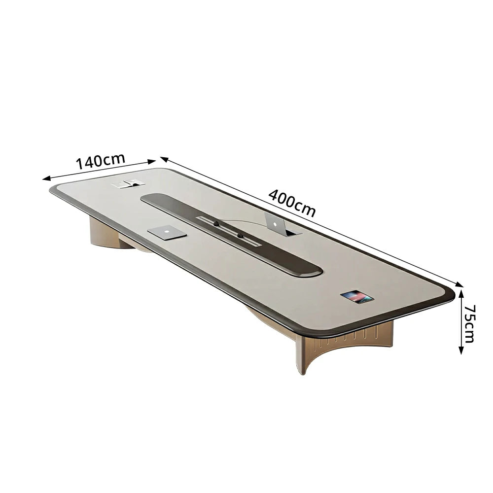 LUXORA 240/320/400cm Executive Conference Table Modern Curved Meeting Desk - Beige