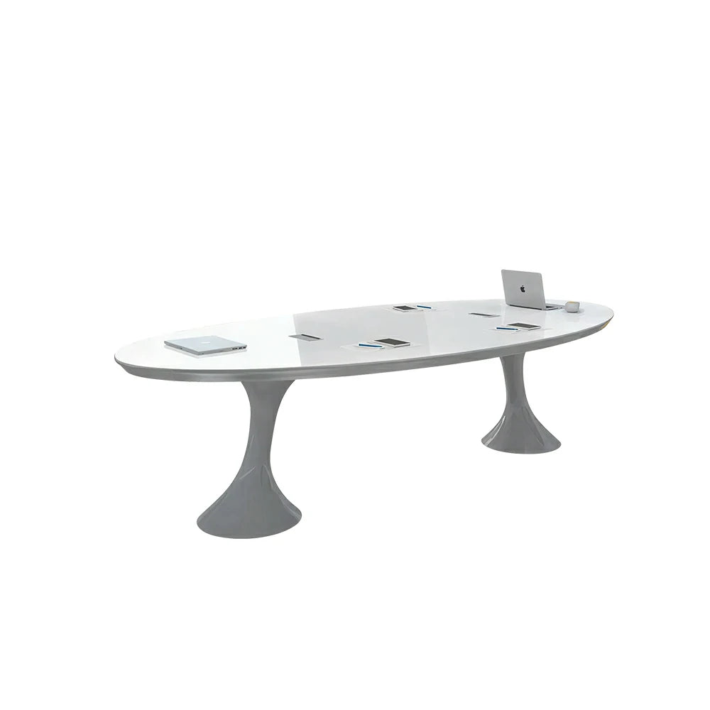 LUXORA 180/240/300cm Oval Conference Table Modern Small Meeting Desk - White