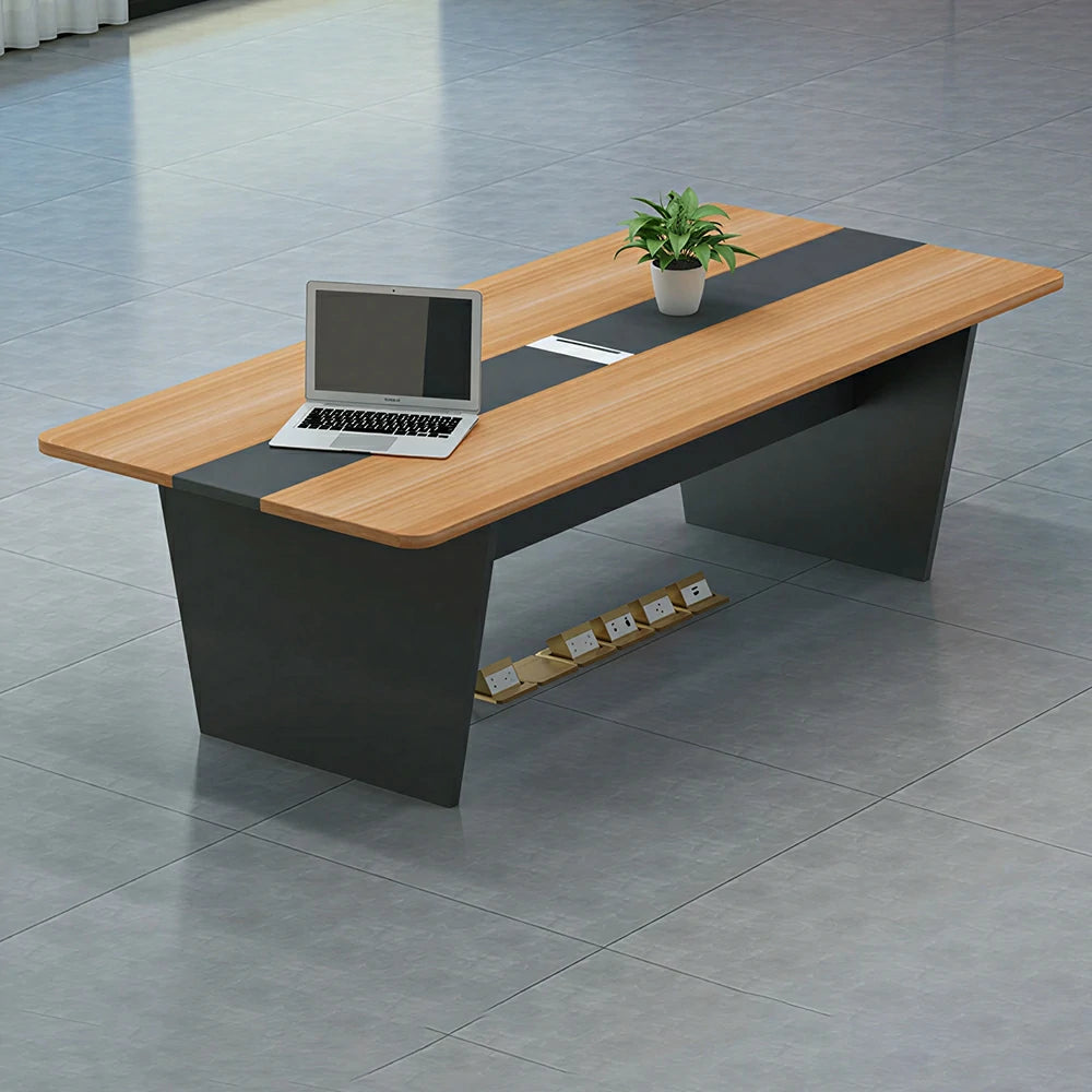 LUXORA 160/200cm Modern Conference Table Wood Grain Meeting Desk for Office - Oak Black