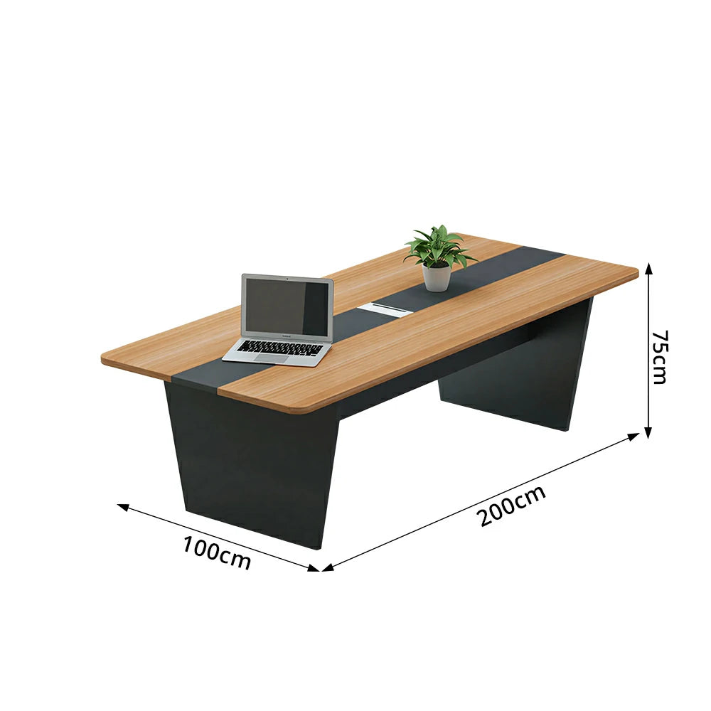 LUXORA 160/200cm Modern Conference Table Wood Grain Meeting Desk for Office - Oak Black