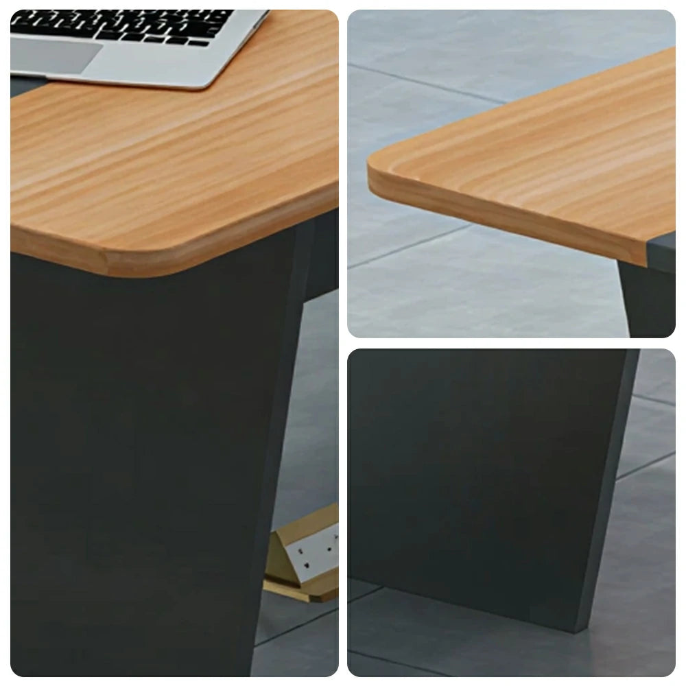 LUXORA 160/200cm Modern Conference Table Wood Grain Meeting Desk for Office - Oak Black