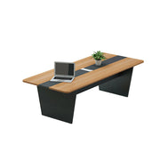 LUXORA 160/200cm Modern Conference Table Wood Grain Meeting Desk for Office - Oak Black