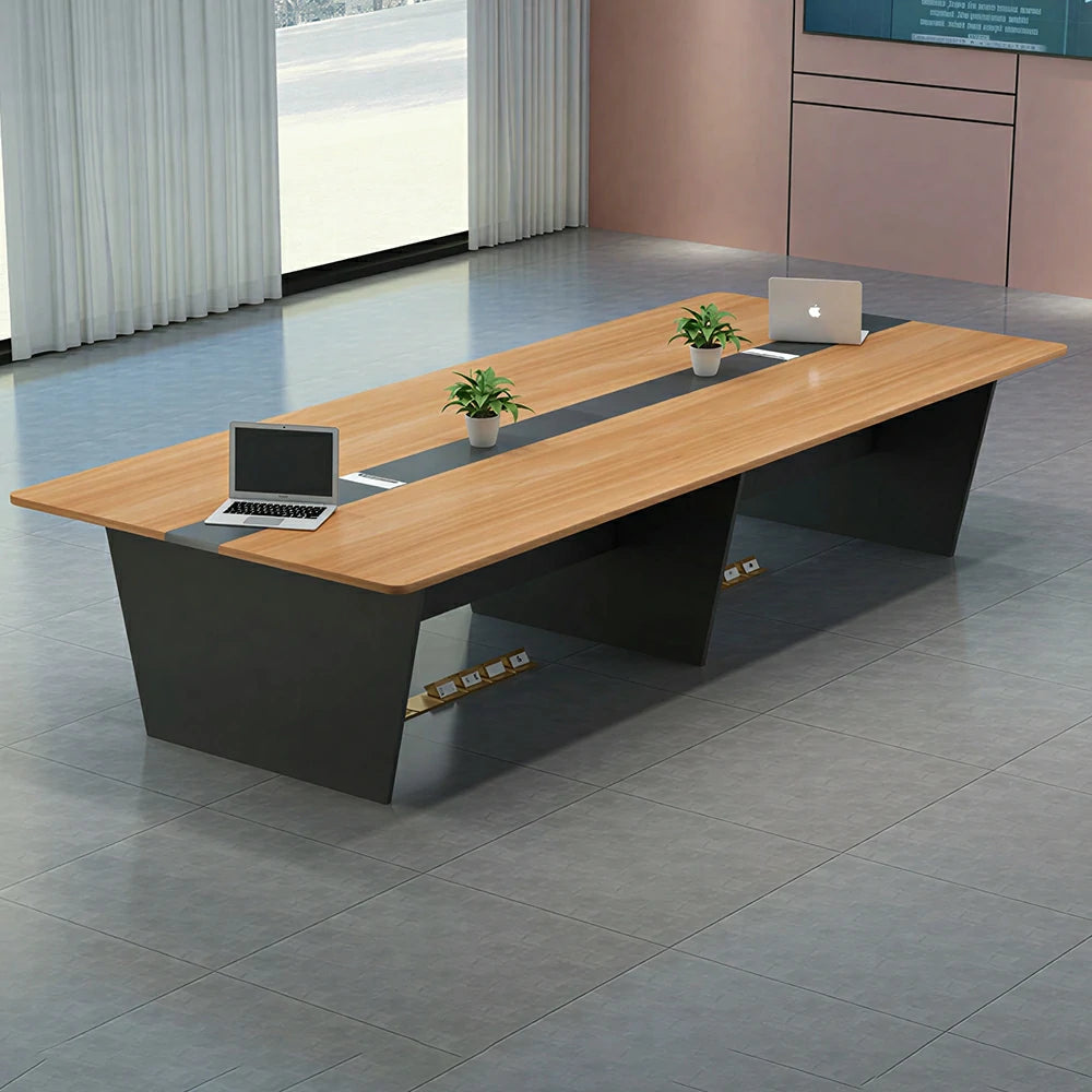LUXORA 240/320cm Modern Conference Table Wood Grain Meeting Desk for Office Training Room Boardroom - Oak Black