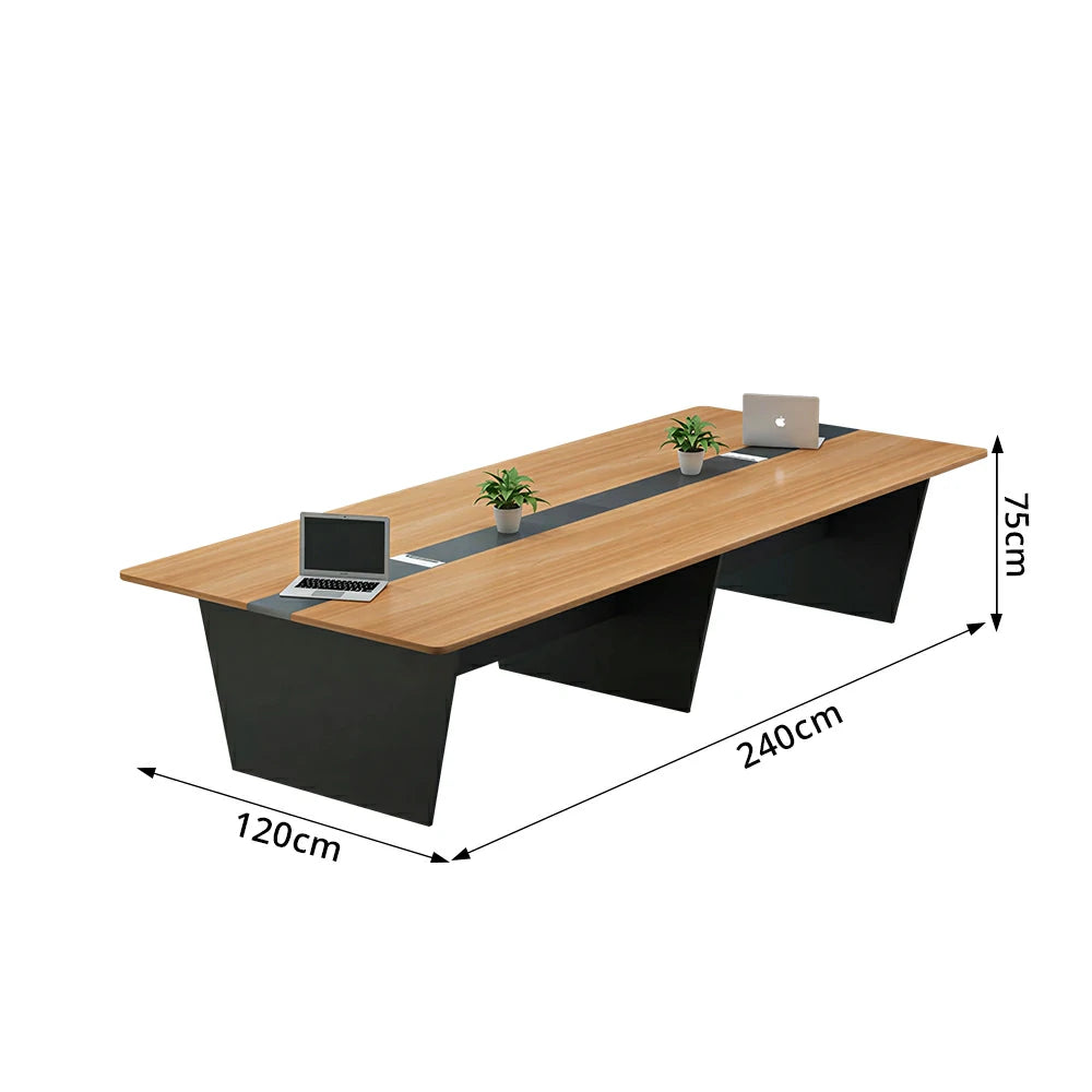 LUXORA 240/320cm Modern Conference Table Wood Grain Meeting Desk for Office Training Room Boardroom - Oak Black