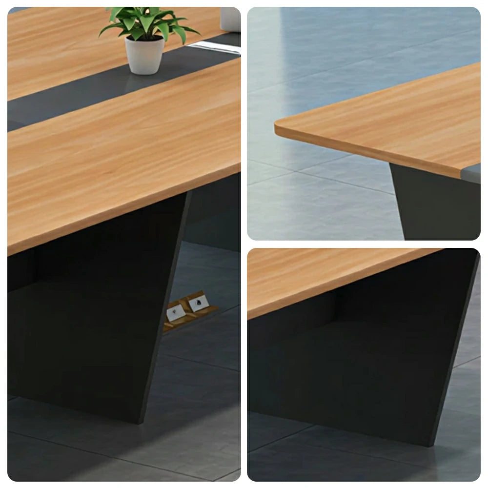 LUXORA 240/320cm Modern Conference Table Wood Grain Meeting Desk for Office Training Room Boardroom - Oak Black