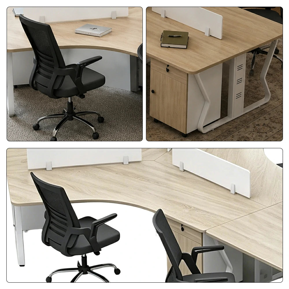LUXORA 5-Person Office Workstation Set - V-Shaped Desk with 5 Chairs, 5 Mobile Cabinets, Cable Management & Steel Frame