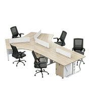 LUXORA 5-Person Office Workstation Set - V-Shaped Desk with 5 Chairs, 5 Mobile Cabinets, Cable Management & Steel Frame