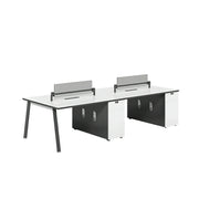 LUXORA 240/280cm 4-Person Office Workstation with E0 Desktop, Acoustic Privacy Screens, Dual-Sided Power & Password Lock Storage - White