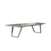 LUXORA 240/300cm Executive Conference Table with Double-Layer Curved Top, U-Shaped Legs & Hidden Multimedia Box - Walnut & White