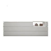 LUXORA 120/180cm Reception Counter with Tempered Glass Display & Storage for Retail Stores - White