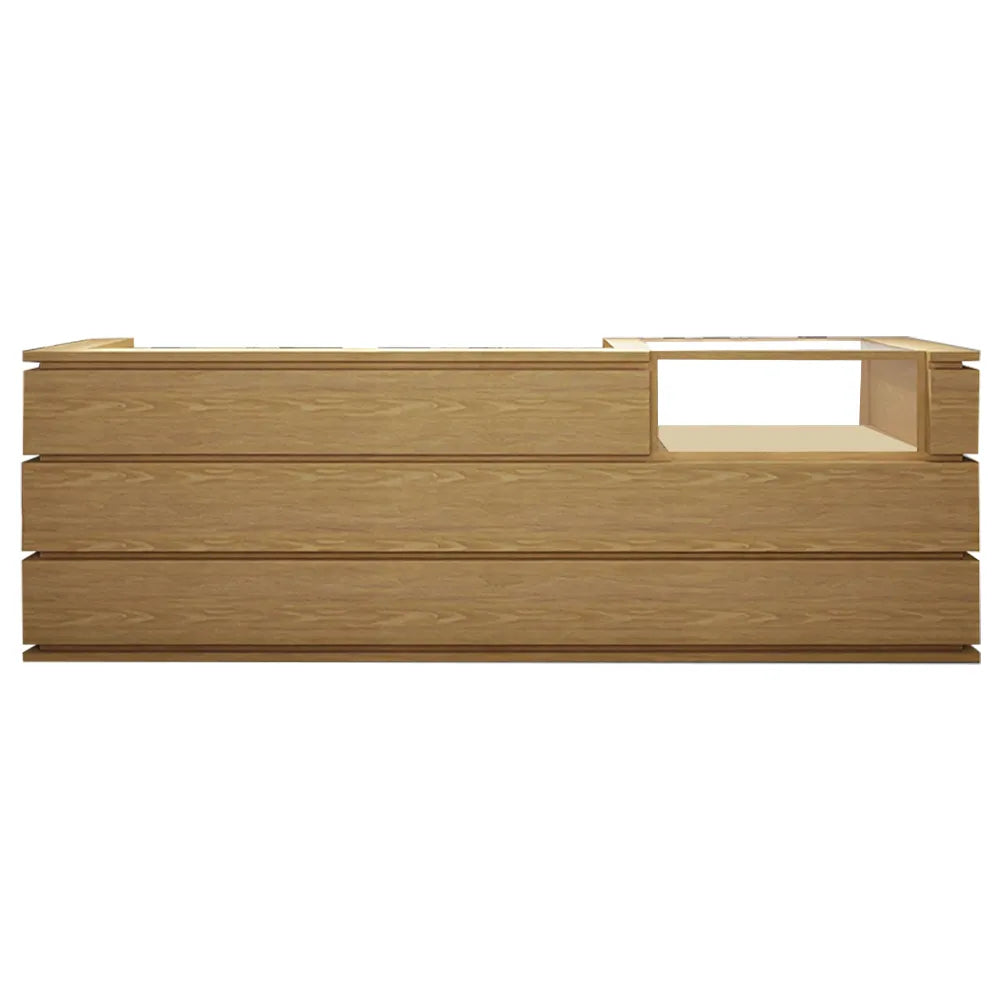 LUXORA 120/180cm Double-Tier Reception Counter with Tempered Glass Display & Storage for Retail Stores - Wood
